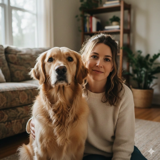 Realistic Dog and Owner Portrait with Natural Colors