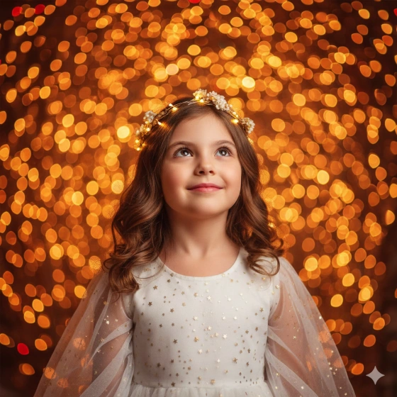 Birthday Girl Photo with Fairy Lights Background
