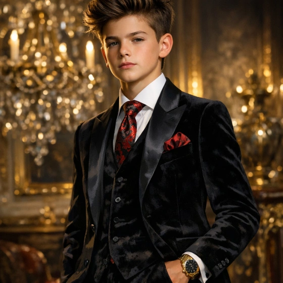 Royal Boy Attitude Portrait with Luxury Outfit