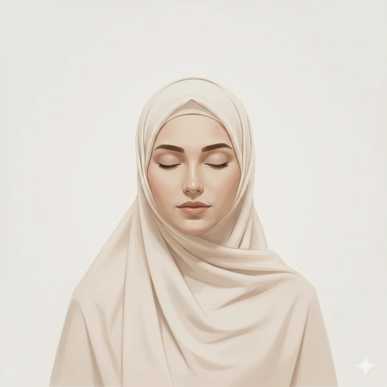 13. Minimalist Muslim Woman Portrait with Soft Color Palette