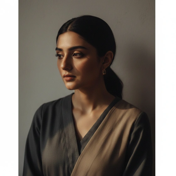 Minimalist Pakistani Girl Portrait with Soft Shadows