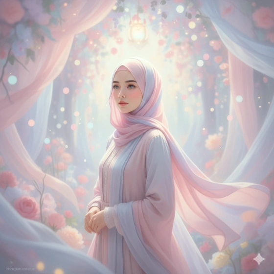 Hijab Girl Instagram Photo with Soft Pastel Tones