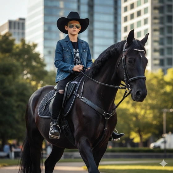3. Stylish Boy Horse Riding Portrait with Attitude Look