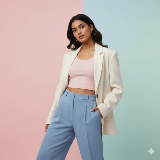 Indian Girl Photo with Pastel Background Aesthetic