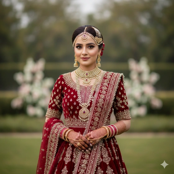 24. Wedding Portrait Pakistani Bride with Balanced Lighting
