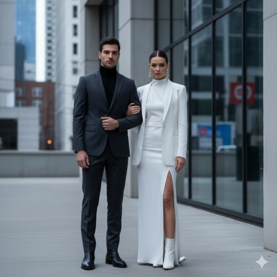 17. Modern Wedding Couple Photo with Stylish Look