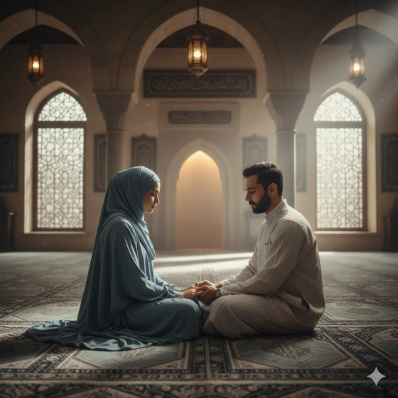 Muslim Couple Photo with Calm and Spiritual Mood