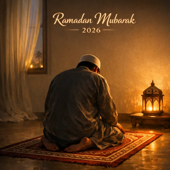 Peaceful Ramadan Mubarak 2026 Prayer Scene