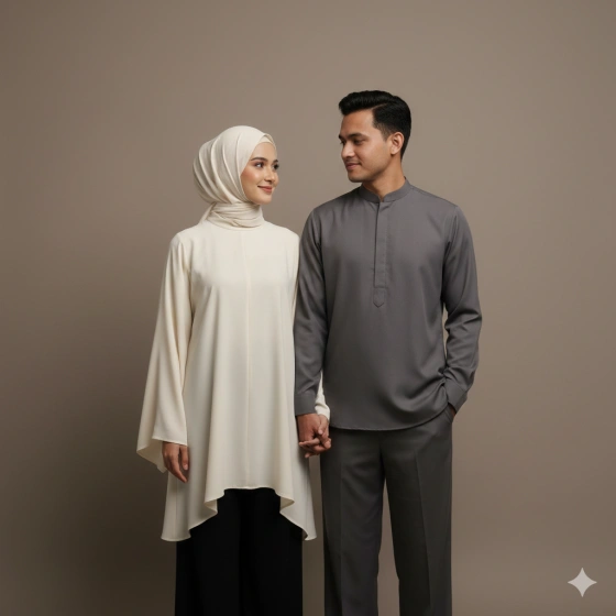 Elegant Muslim Couple Photo with Minimalist Style