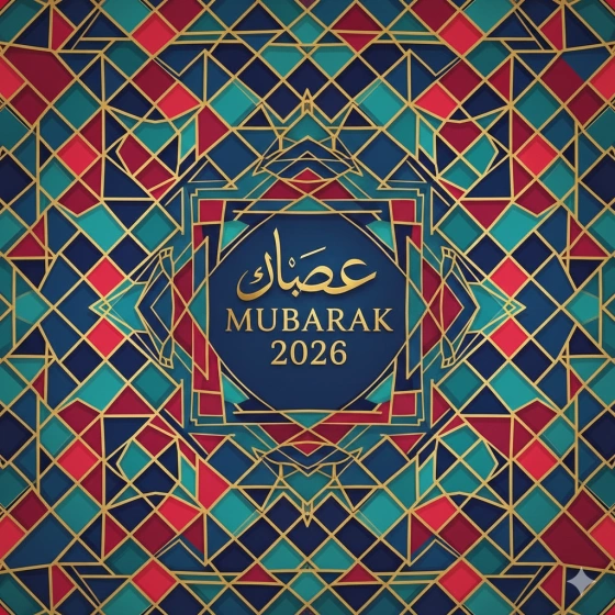 Eid Mubarak 2026 Image with Islamic Geometric Art