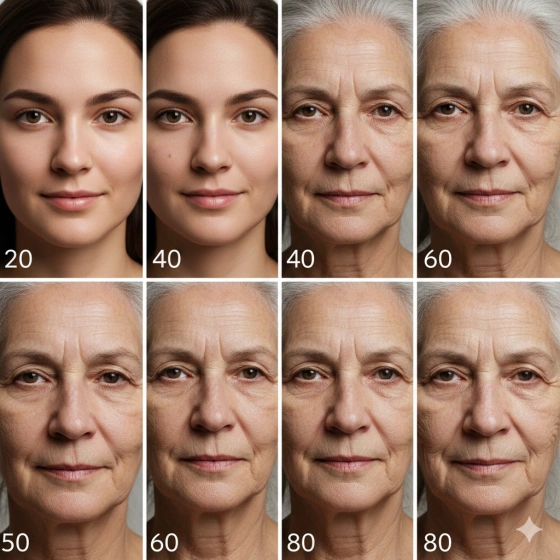 Face Aging Prompt with Skin Texture and Fine Lines