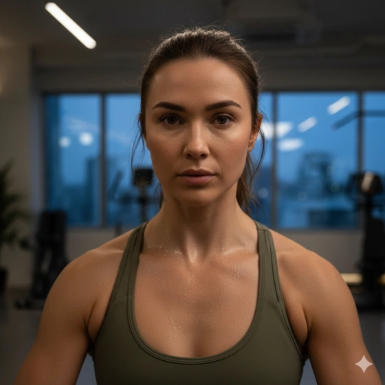 2. Realistic Gym Workout Portrait with Balanced Physique