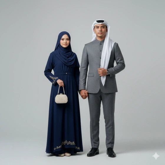 Clean and Respectful Muslim Couple Portrait Style
