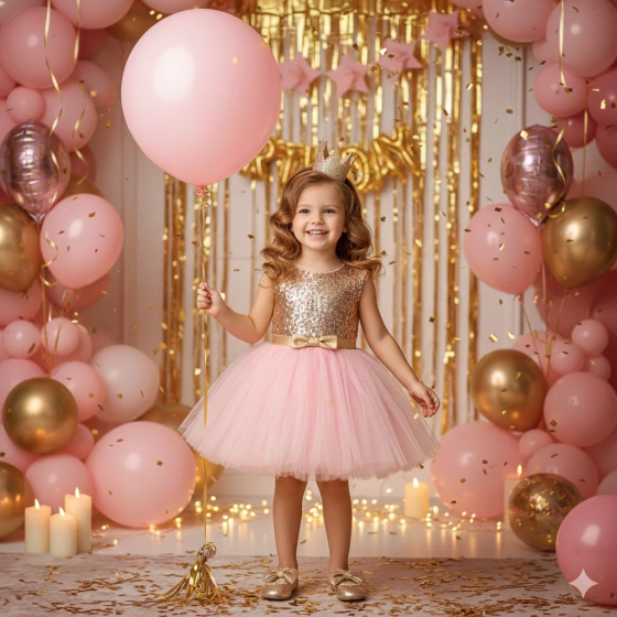 Happy Birthday Girl Look with Pink and Gold Theme