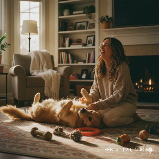 Casual Home Photo of Human Playing with Dog
