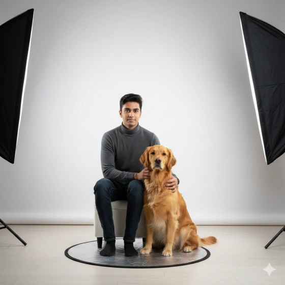 Studio‑Style Human and Dog Portrait with Clean Background