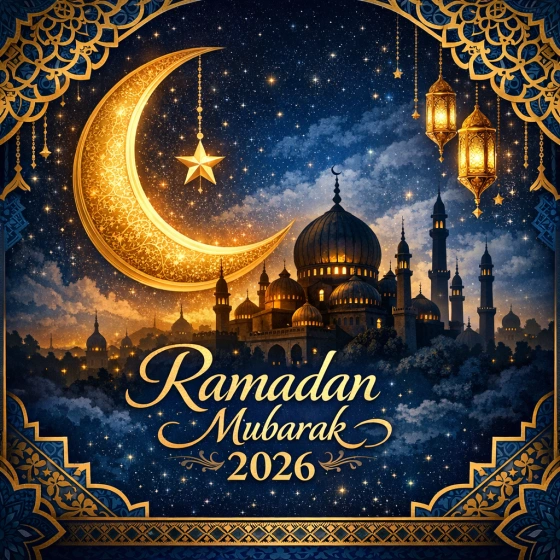 High‑Resolution Ramadan Mubarak 2026 Greeting Image