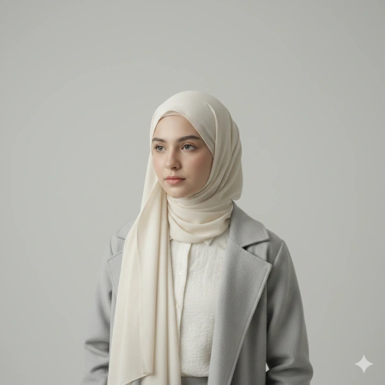 Clean Portrait of Hijab Girl with Neutral Color Palette