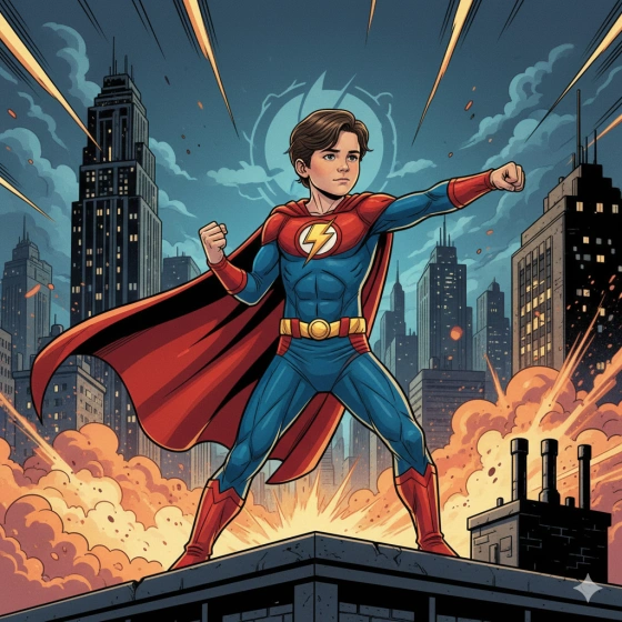 Boy Kid Birthday Photo with Superhero Theme