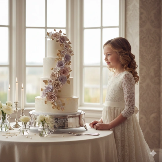 Birthday Girl Portrait with Elegant Cake Setup