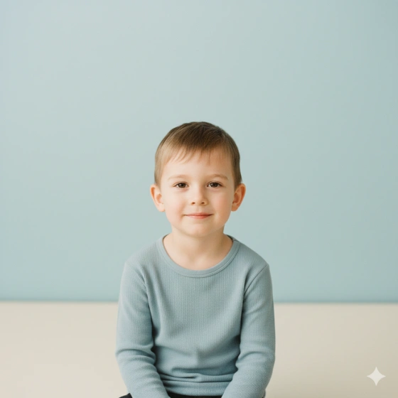 Minimalist Boy Kid Birthday Portrait with Soft Colors