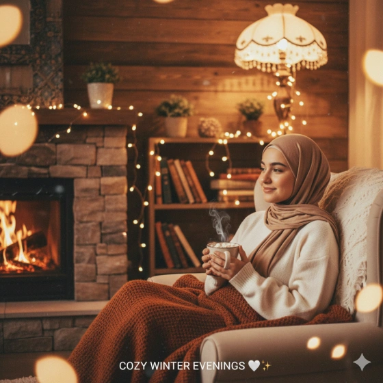 Hijab Girl Instagram Photo with Warm Cozy Mood