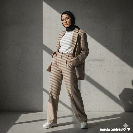 Trendy Hijab Girl Instagram Pose with Soft Shadows