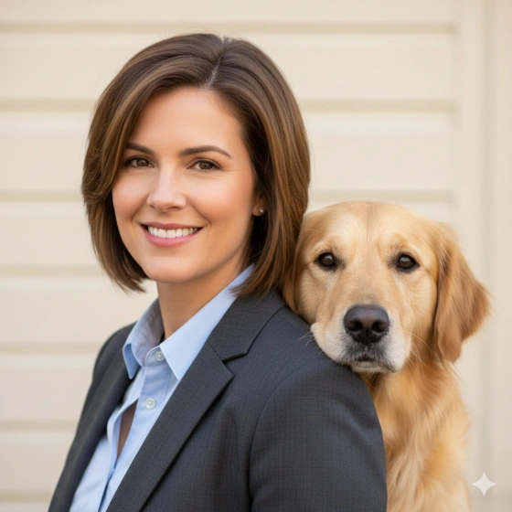Professional Headshot Style with Dog Companion