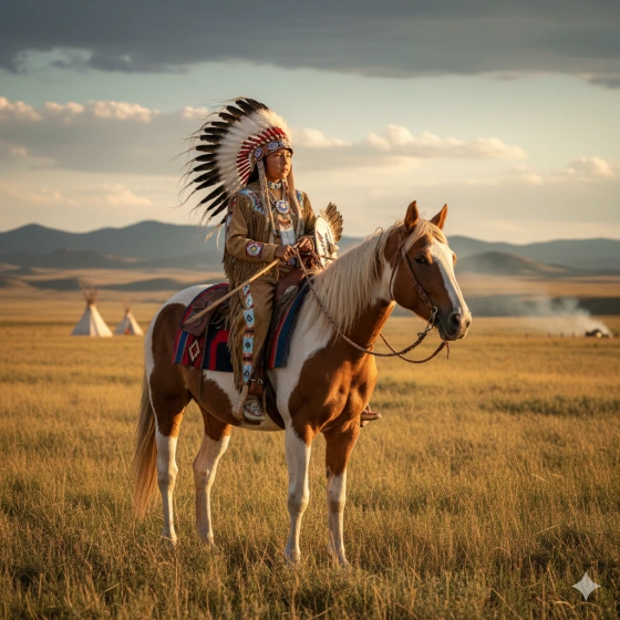 17. Traditional Attire Boy Riding Horse AI Portrait