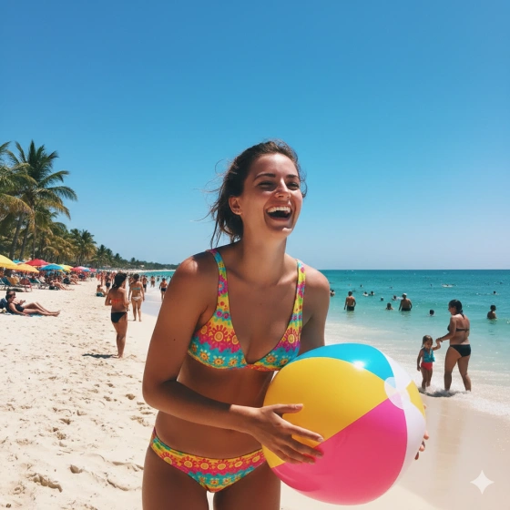 Summer Beach Bikini Photo Prompt with Blue Sky