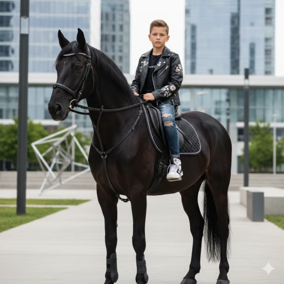 14. Modern Boy on Horse Portrait with Stylish Outfit