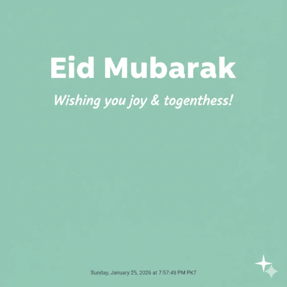 Minimal Clean Eid Mubarak Quote Image for WhatsApp