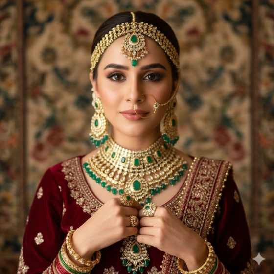 6. Photorealistic Pakistani Bridal Portrait with Jewelry Focus