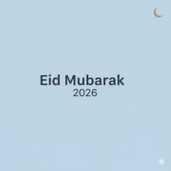 Clean and Simple Eid Mubarak 2026 Greeting Image
