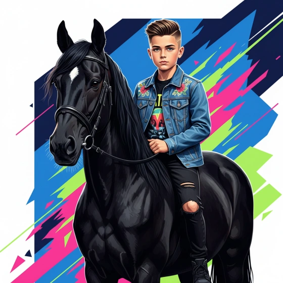 6. Attitude Boy on Horse AI Portrait for Social Media