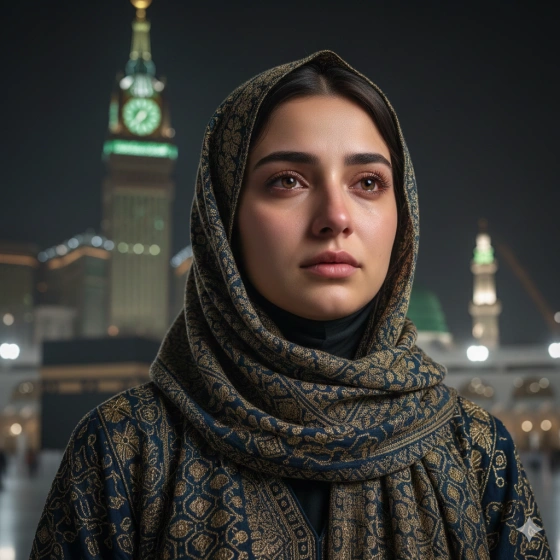 High‑Detail Modest Girl Portrait Near Makkah Madina