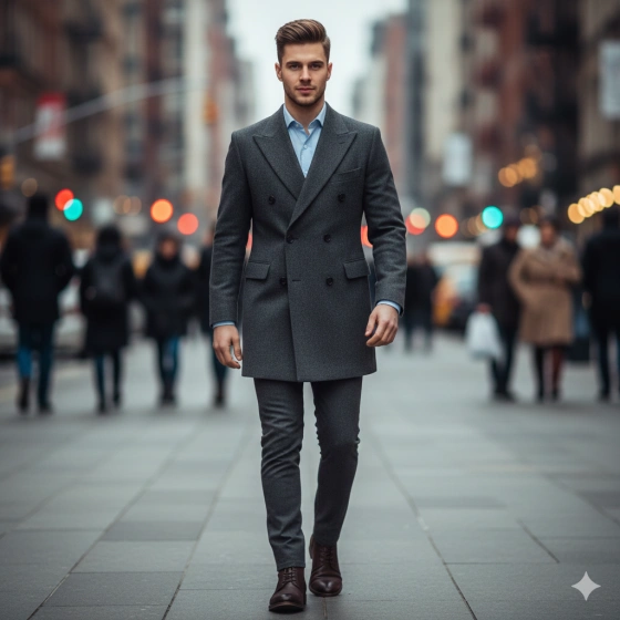Stylish Coat Suit Photo with Blurred Background Effect