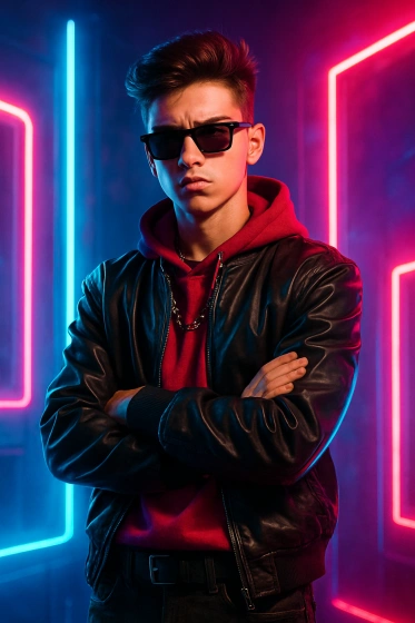 Boy Attitude Avatar with Neon Light Effects