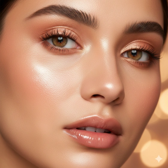 6. Glowy Skin Makeup Look with Subtle Blush