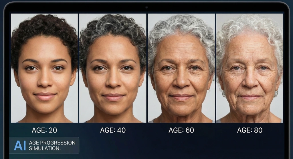 AI Age Progression with Natural Facial Symmetry