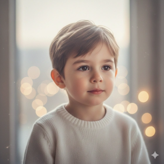 Soft Glow Boy Kid Birthday Aesthetic Portrait