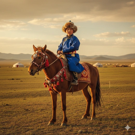 4. Traditional Boy on Horse Image Prompt with Cultural Outfit