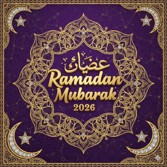 Golden Ramadan Mubarak 2026 Decorative Image