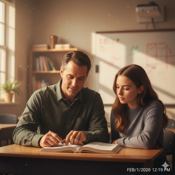 12. Teacher and Student Bond Image with Warm Tone