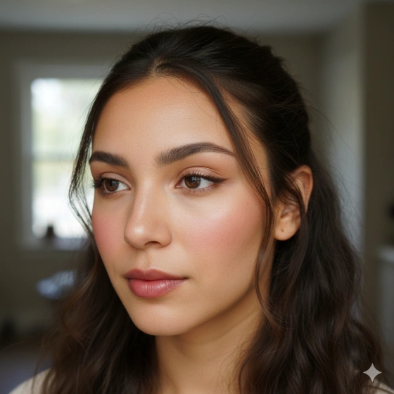 24. Balanced Glam Makeup Look with Natural Vibe