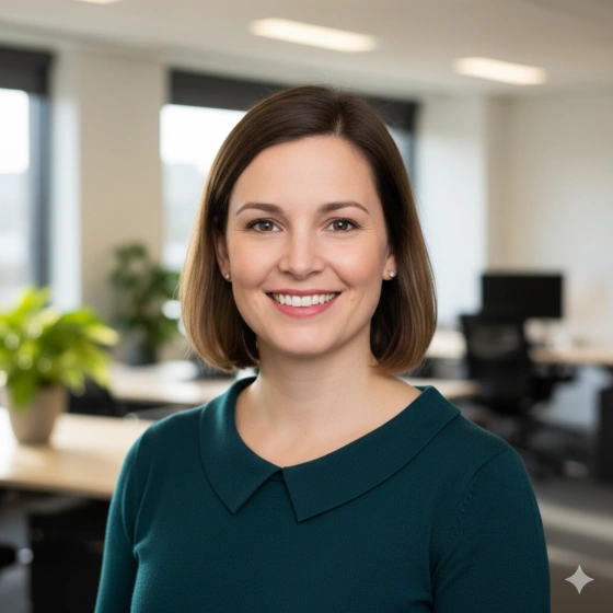 6. Professional LinkedIn Photo with Blurred Office Background
