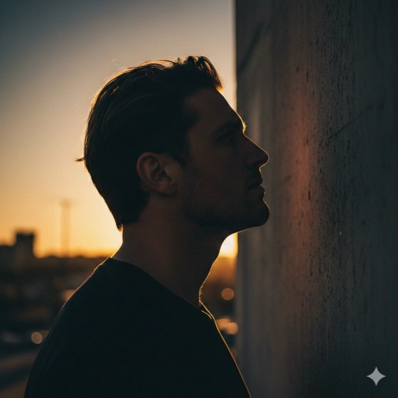 Man Silhouette Portrait with Dramatic Backlight