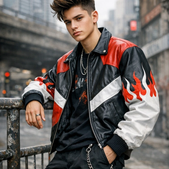 Boy Attitude Look with Jacket and Confident Pose