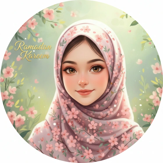 Cute Ramadan DP Girl with Floral Hijab Style