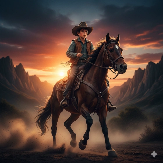 1. Trending Boy Riding Horse Portrait with Cinematic Lighting